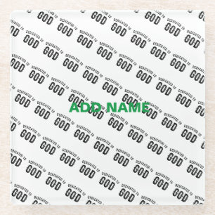 DESSOUS-DE-VERRE EN VERRE DÉDIÉ À DIEU COOL PERSONNALISABLE NOIR TEXTE