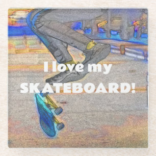 Dessous-de-verre En Verre Défiler le pont - Trick de skateboard