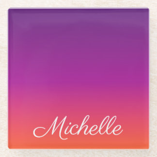 Dessous-de-verre En Verre dégradé violet, rose et orange foncé