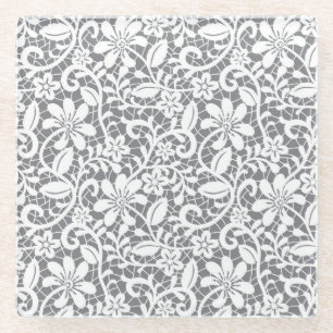 Dessous-de-verre En Verre Dentelle blanche 1