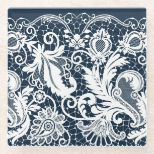 Dessous-de-verre En Verre Dentelle blanche 2