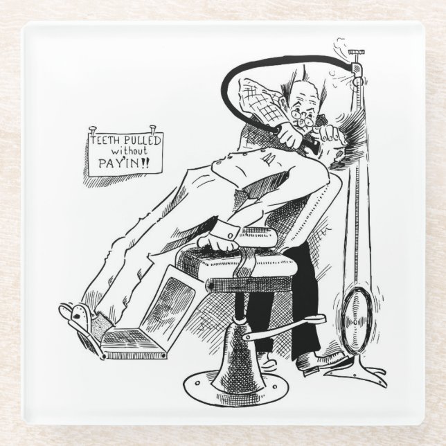 Dessous-de-verre En Verre Dentiste amusant croquis (Devant)