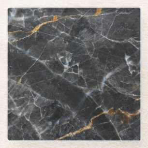 Dessous-de-verre En Verre Design de texture Marbre blanc or