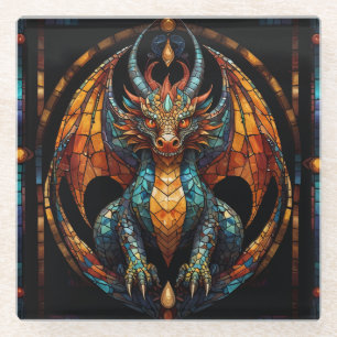 Dessous-de-verre En Verre Design Mosaïque en verre de dragon mignon