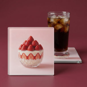 Dessous-de-verre En Verre Dessert aux fraises