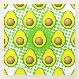 Dessous-de-verre En Verre Dessin Avocado de style vintage