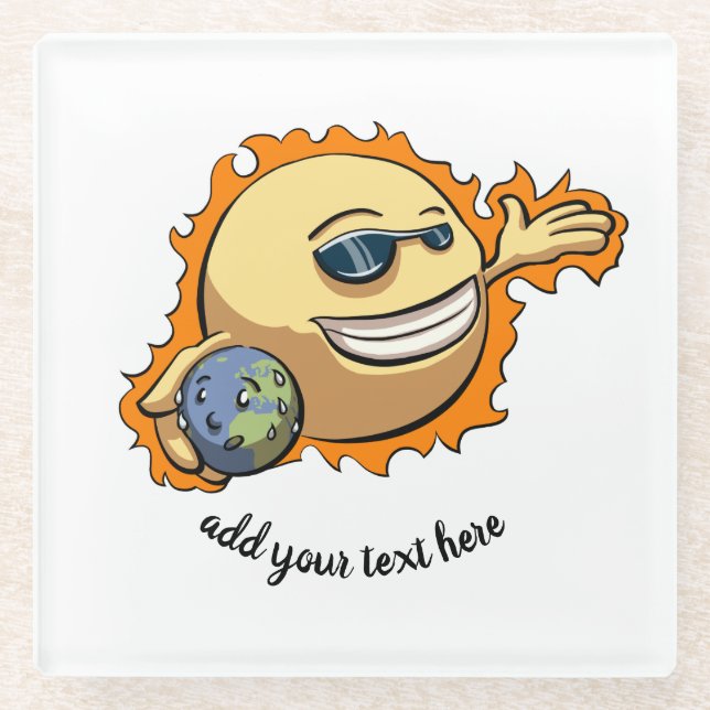 Dessous-de-verre En Verre Dessin sur le changement climatique Sun & Earth (Devant)