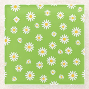 Dessous-de-verre En Verre Dessous de verre à motif marguerite verte