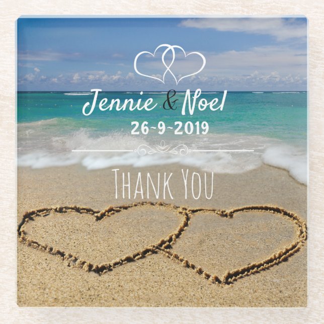 Dessous-de-verre En Verre Dessous de verre à thème de la plage en verre préf (Devant)