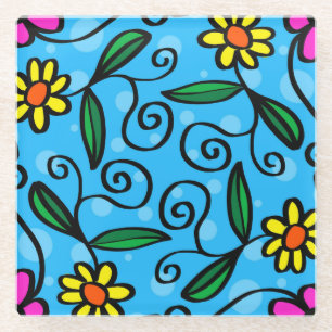 Dessous-de-verre En Verre Dessous de verre Abstrait en verre floral