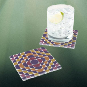 Dessous-de-verre En Verre Dessous de verre Cercles rétro   Moderne du milieu