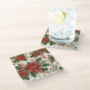 Dessous-de-verre En Verre Dessous de verre Christmas Holly & Berries