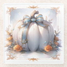 Dessous de verre Citrouilles d'automne en Dusty Bl