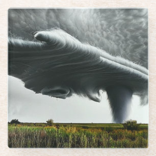 Dessous-de-verre En Verre Dessous de verre d'art Tornado