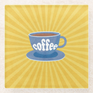 Dessous-de-verre En Verre Dessous de verre de conception de café rétro
