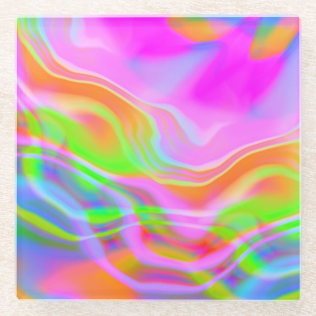 Dessous-de-verre En Verre Dessous de verre de fête colorés néon rétro (Devant)