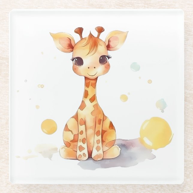 Dessous-de-verre En Verre Dessous de verre de Giraffe Bébé Cute (Devant)