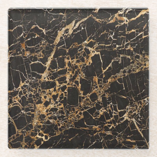 Dessous-de-verre En Verre Dessous de verre de marbre d'or (Devant)