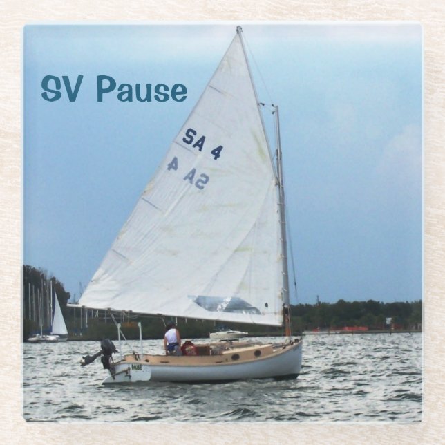 Dessous-de-verre En Verre Dessous de verre de navigation Catboat (Devant)