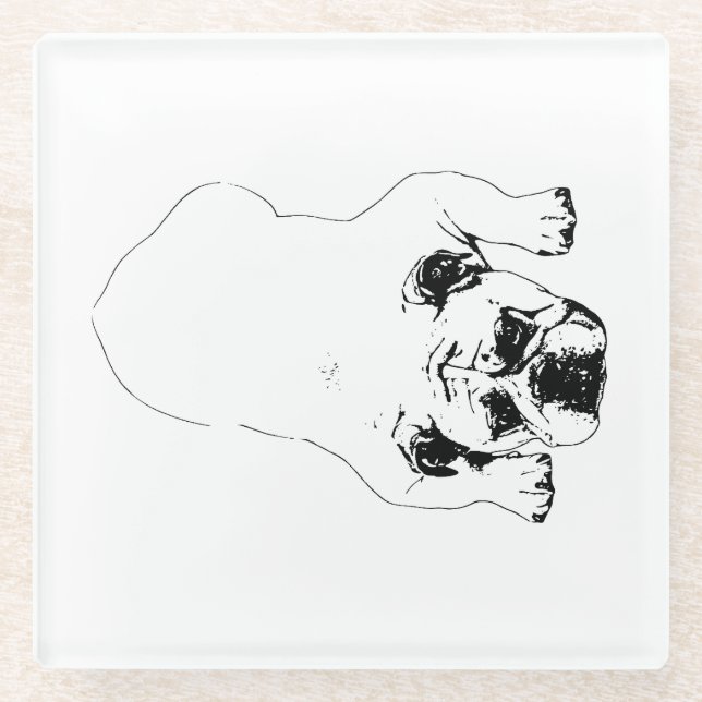 Dessous-de-verre En Verre Dessous de verre de table de cheer Bulldog (Devant)