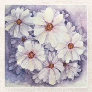 Dessous-de-verre En Verre Dessous de verre de verre Lavande de marguerites a