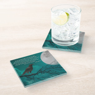 Dessous-de-verre En Verre Dessous de verre De Verre Le Corbeau En Vert Avec 