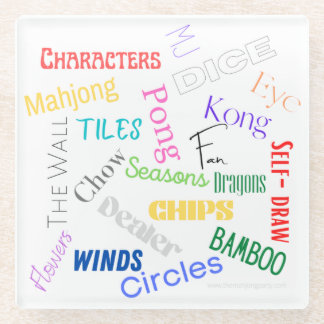 Dessous-de-verre En Verre Dessous de verre des mots Mahjong