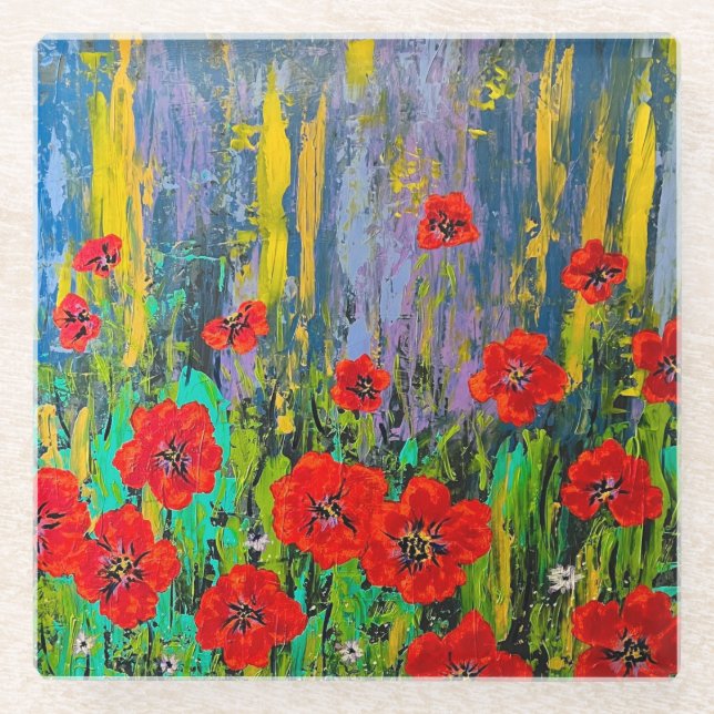 Dessous-de-verre En Verre Dessous de verre des Poppies de verre (Devant)