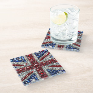 Dessous-de-verre En Verre Dessous de verre en verre aux couleurs britannique