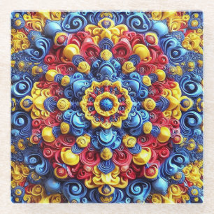 Dessous-de-verre En Verre Dessous de verre en verre aux couleurs roumaines