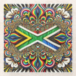 Dessous-de-verre En Verre Dessous de verre en verre aux couleurs sud-africai