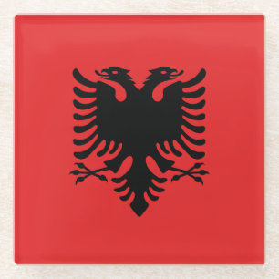 Dessous-de-verre En Verre Dessous de verre en verre avec drapeau d'Albanie