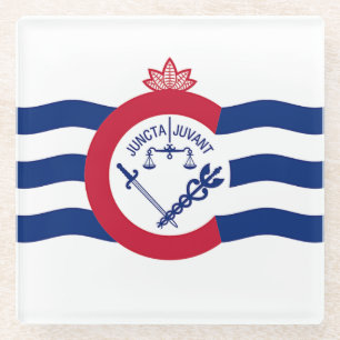 Dessous-de-verre En Verre Dessous de verre en verre avec drapeau de Cincinna