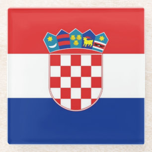 Dessous-de-verre En Verre Dessous de verre en verre avec drapeau de la Croat