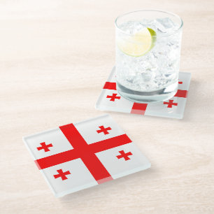 Dessous-de-verre En Verre Dessous de verre en verre avec drapeau de la Géorg