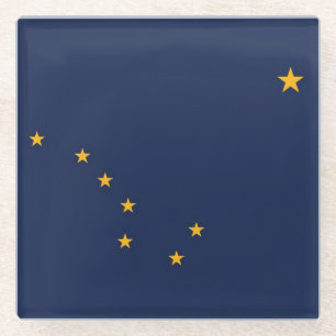 Dessous-de-verre En Verre Dessous de verre en verre avec drapeau de l'Alaska