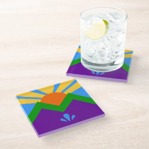 Dessous-de-verre En Verre Dessous de verre en verre avec drapeau de Manitou