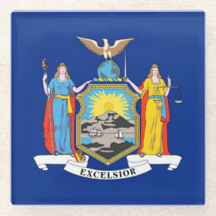 Dessous-de-verre En Verre Dessous de verre en verre avec drapeau de New York