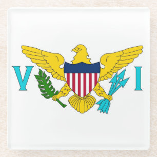 Dessous-de-verre En Verre Dessous de verre en verre avec drapeau des Îles Vi