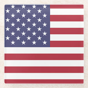 Dessous-de-verre En Verre Dessous de verre en verre avec drapeau des USA