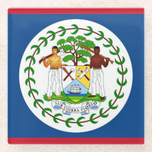 Dessous-de-verre En Verre Dessous de verre en verre avec drapeau du Belize