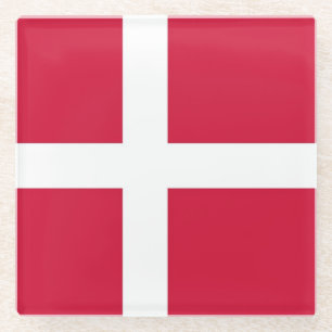 Dessous-de-verre En Verre Dessous de verre en verre avec drapeau du Danemark