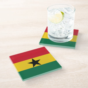 Dessous-de-verre En Verre Dessous de verre en verre avec drapeau du Ghana