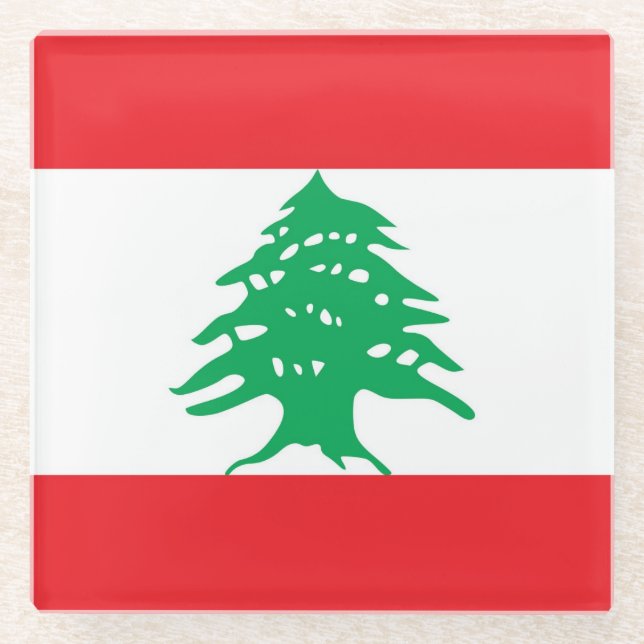 Dessous-de-verre En Verre Dessous de verre en verre avec drapeau du Liban (Devant)