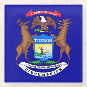 Dessous-de-verre En Verre Dessous de verre en verre avec drapeau du Michigan