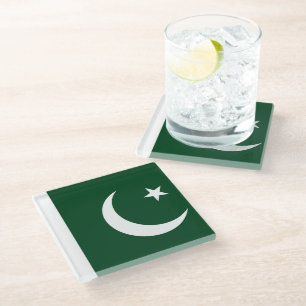 Dessous-de-verre En Verre Dessous de verre en verre avec drapeau du Pakistan