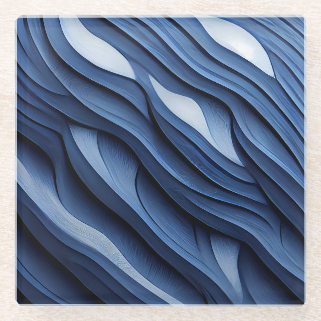 Dessous-de-verre En Verre Dessous de verre en verre bleu (Devant)