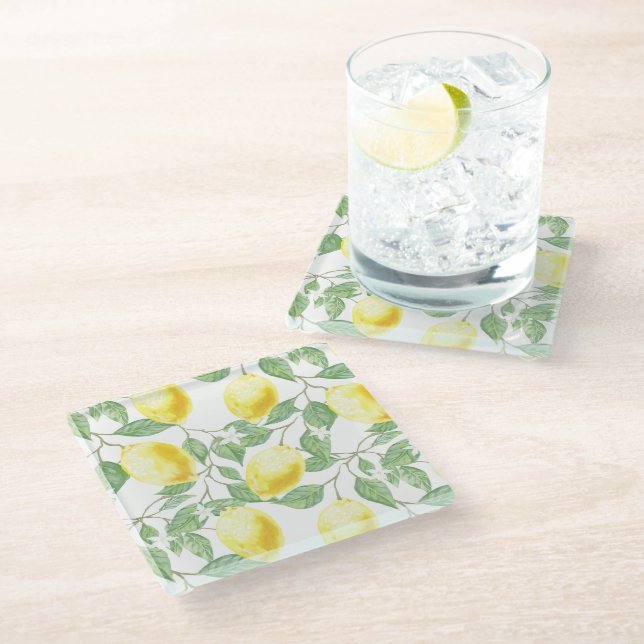 Dessous-de-verre En Verre Dessous de verre en verre citrons (Incliné)