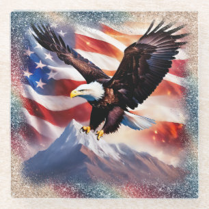 Dessous-de-verre En Verre Dessous de verre en verre d'aigle patriotique