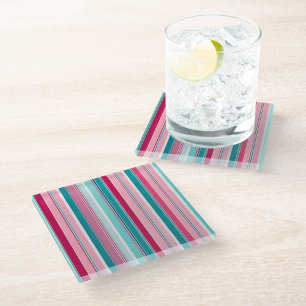 Dessous-de-verre En Verre Dessous de verre en verre d'art en tissu rayé colo